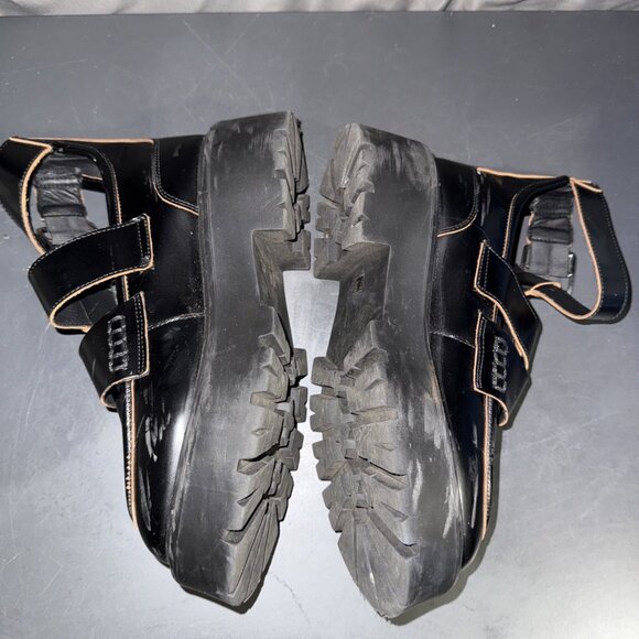 Steve Madden Rogue Black Ankle Bootie Women's 7.5 Platform Biker Buckle Up - Picture 6 of 16